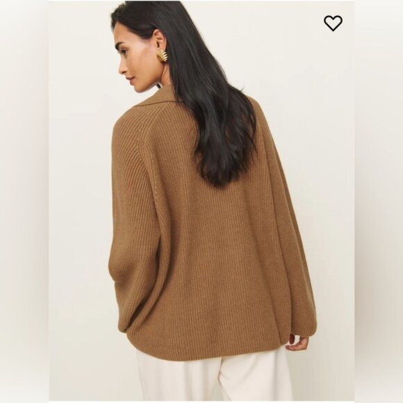 NWT Reformation Esther Cashmere Blend Oversized Polo in Camel Size Small - Picture 4 of 7